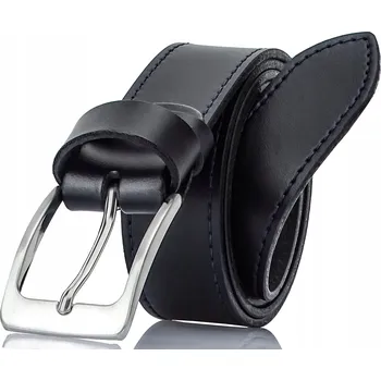 Opasek PÁNSKÝ ČERNÝ Pásek 130 cm Kožený Hladký UNIVERZÁLNÍ OBLEK SPOLEČENSKÝ