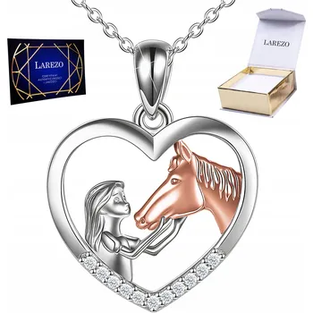 Náhrdelník Stříbrný náhrdelník Dívka s koněm Srdce Kůň se zirkony STŘÍBRO 925