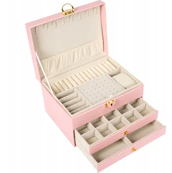 Šperkovnice KUFŘÍK ŠPERKOVNICE NA BIŽUTERII ORGANIZÉR ELEGANTNÍ UZAMYKATELNÝ BESTIF