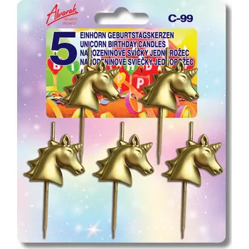Dortová svíčka Krásná dortová svíčka - jednorožec Unicorn 5 ks