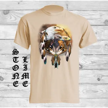 Pánské tričko levne-bavlnene-tricko-potisk-orli-amulet-lapac-snu Barva: Lime stone - krémová, velikost: M