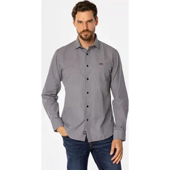 Pánská košile Lee Cooper pánská košile casual KOSZULA M WINDSOR 37KZ BLACK dlouhý rukáv slim bavlna velikost XL