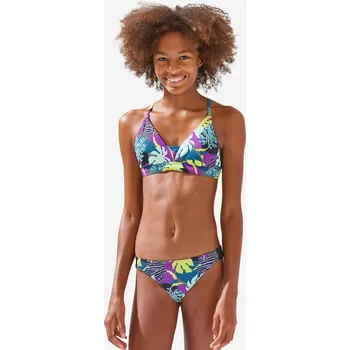 Dívčí oblečení OLAIAN Dívčí plavky horní díl Lizy 500 na surf černý 8 LET ČERNÁ