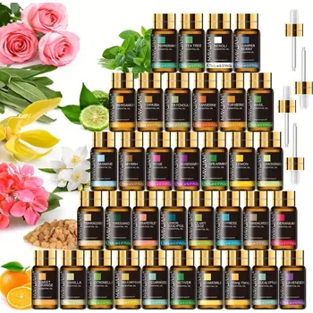 Vonný olej MayJam Essential Oil Set 35ks – Čisté Aromatické Oleje 5 ml, Bez Alkoholu, Skleněné Lahvičky