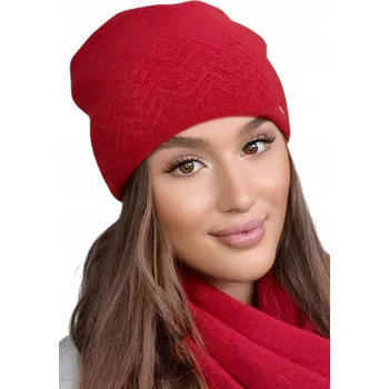 Dámské oblečení HANA - červená dámská podzimní a zimní čepice z vlny, KAMEA