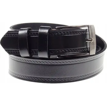 Opasek Pánský kožený Pásek POLSKÝ CLASSIC se vzorem černý 95