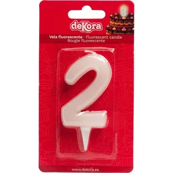 Svíčka na dort číslo 2 svítící ve tmě 6cm - Dekora | Cukrářské potřeby