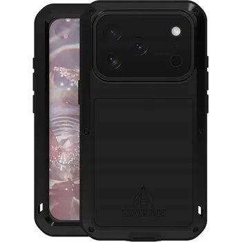 Pouzdro na mobilní telefon Pouzdro Love Mei se sklem pro iPhone 17 Pro, pancéřové kryt, odolná zadní kryt