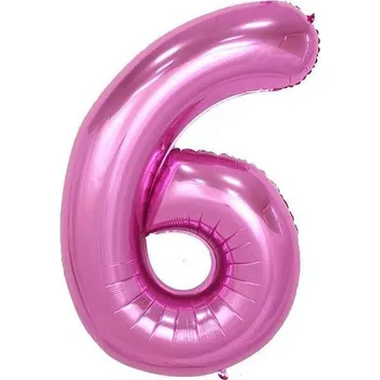 Fóliový balónek číslo šest růžový 102cm - Cakesicq | Cukrářské potřeby