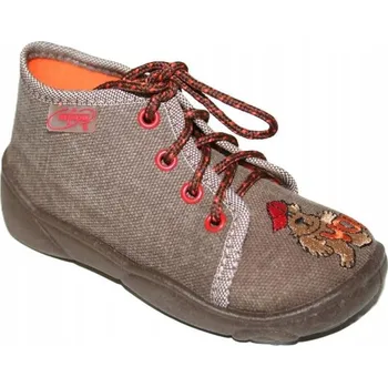 Dívčí bačkory Befado dětské papuče na tkaničky hnědé, velikost 25