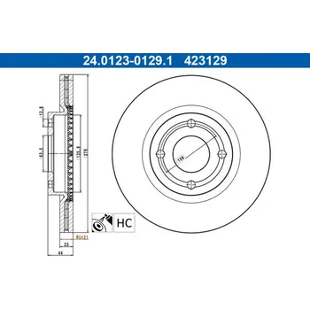 Brzdový kotouč Brzdový kotouč ATE 24.0123-0129.1