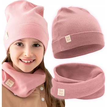 Čepice Čepice nákrčník komplet pro dívku elastická bavlna Peonia 51-56 cm WN