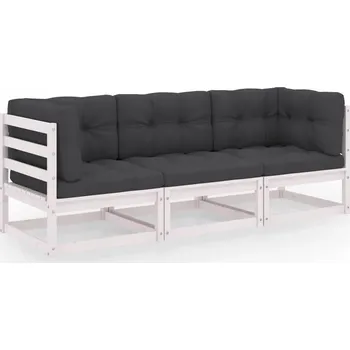 Zahradní pohovka VidaXL Zahradní pohovka pro 3 osoby s polštáři, masivní borové dřevo