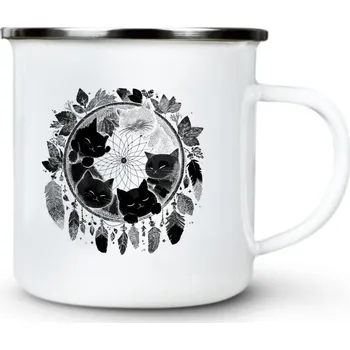 Pánské oblečení Kočičí sen, černý potisk - Plechový hrnek VELKÝ 400ml (500 ml po okraj) - 400 ml