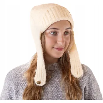 Čepice Zimní čepice Little Angel s klapkami na uši, béžová, univerzální velikost