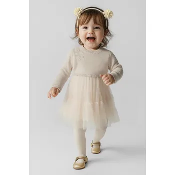 Dětská móda Kojenecké šaty Mayoral 2905.4A.Baby.9BYA béžová 12X, vel. 68