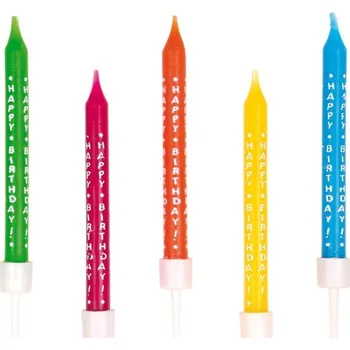 Dortové svíčky s nápisem Happy Birthday 6,3 cm - 10 ks /BP