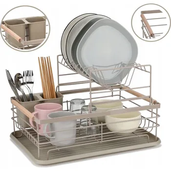 Odkapávač na nádobí ODKAPÁVAČ NA NÁDOBÍ S ODKAPÁVACÍ PLOCHOU A TÁCEM E-8190 BÉŽOVÝ