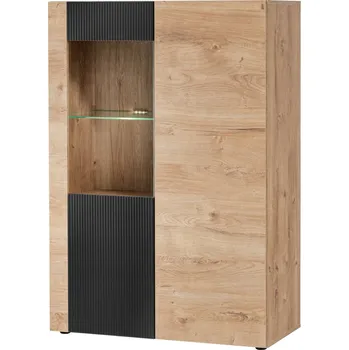 Knihovna Černá vitrína, matný dub 132 x 90 x 40 cm ASM