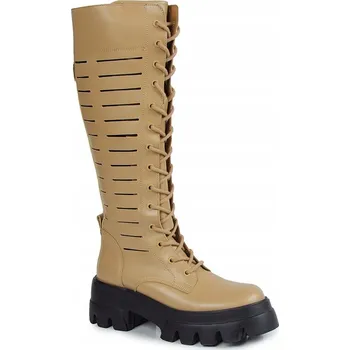 Dámské kozačky Carinii dámské kozačky po kolena, plochý podpatek, velikost 37