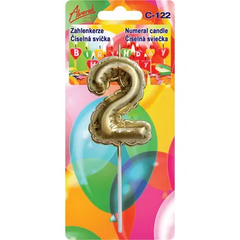 Dortová svíčka Krásná dortová svíčka - nafukovací balonek, číslovka 2