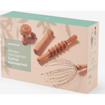 DECATHLON Sada masážních dřevěných pomůcek 4 ks BÉŽOVÁ