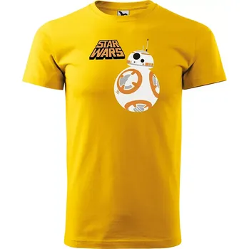 Pánské tričko Sablio Tričko s potiskem Star Wars BB-8 s textem - žluté M