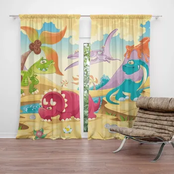 Závěs Sablio Závěs Dinosauři 5: 2ks 140x250cm