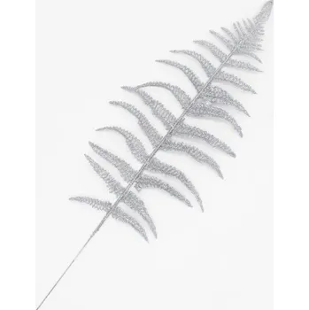 Vánoční dekorace Palmový list sypaný třpytkami (43 cm) STŘÍBRNÁ