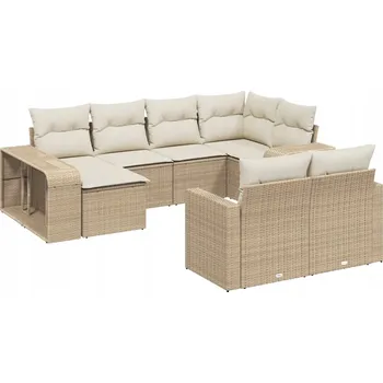 Sada zahradního nábytku z umělého ratanu VidaXL béžová, 10 dílů