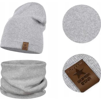 Čepice ČEPICE NÁKRČNÍK ČEPICE, DVOUVRSTVÁ PŘECHODNÁ SADA, BAVLNA , ŠEDÁ, PRUHOVANÁ, 48-52