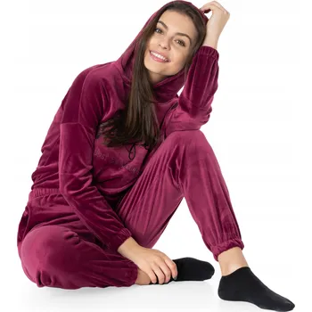 Elitol Homewear Turecko dámská tepláková souprava přes hlavu, s kapucí červená velikost S