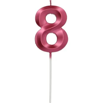 Dortová svíčka číslo 8 - Glamour Red 7 cm /BP