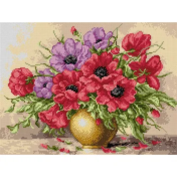 Obraz Plátno s s potiskem pro křížkovou výšivku, květiny, 30 x 40 cm