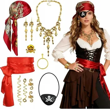 Karnevalový kostým KOSTÝM AKCESORIA PIRATA DLA KOBIET PIRAT ČELENKA KOSTÝM HALLOWEEN SADA