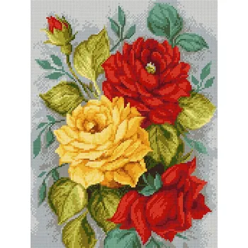 Obraz Plátno s s potiskem pro křížkovou výšivku, motiv květiny, 40 x 30 cm