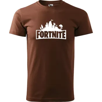 Pánské tričko Sablio Tričko s potiskem Fortnite Pevnost - hnědé S
