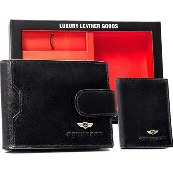 Peněženka Peterson pánská peněženka z pravé kůže černá - muž