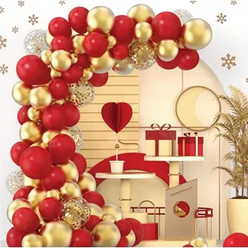 Přisada na vaření a pečení Balónková girlanda červeno zlatá 124ks - Cakesicq | Cukrářské potřeby