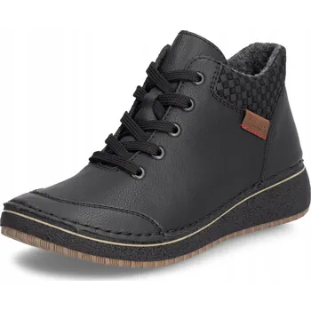 Dámské tenisky RIEKER ANTISTRESS KOTNÍKOVÉ BOTY DÁMSKÉ BOTY ČERNÉ KOŽENÉ 50902-00 vel. 38