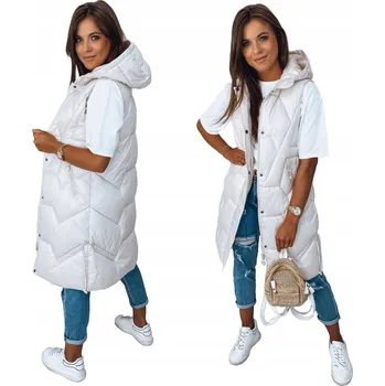 Dámská vesta PROŠÍVANÁ DÁMSKÁ VESTA S KAPUCÍ ECRU ty2835 - M