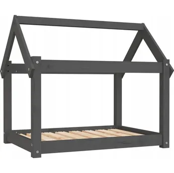 Pelíšek pro psa VidaXL Pelíšek pro psa, šedý, 81x60x70 cm, masivní borovicové dřevo