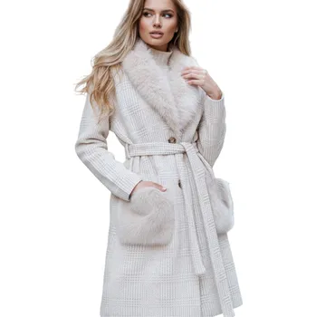 Dámský kabát DStreet dámský kabát béžový klasický bez kapuce TY5278 velikost M/L