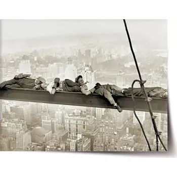 Plakát Sablio Plakát Ležící zedníci na traverze - 60x40 cm