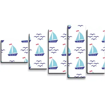Obraz Sablio Obraz - 5-dílný Modré lodičky - 100x60 cm