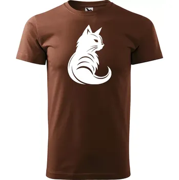 Sablio Tričko s potiskem Kočka - hnědé 4XL
