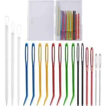 Nástroj na niť a příze Jehly na šití vlny tupé pletací jehly na vlnu 18 dílů