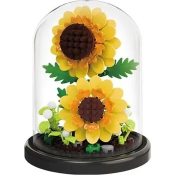 ostatní stavebnice Exkluzivní model slunečnic 85 x 85 x 106 mm 250 ks Mikro stavebnice v květináči v průhledné krabičce Kreativní dekorace a dárek pro děti i dospělé