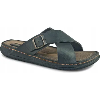 Pánské pantofle Pánské pantofle s nastavitelnou eko kůže, sandály černé 43