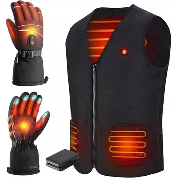 Rukavice ZIMNÍ VÝHŘEVNÁ SADA: VYHŘÍVANÁ VESTA, RUKAVICE S DOTYKOVÝM OVLÁDÁNÍM, 3 ÚROVNĚ TEPLOTY DÁREK